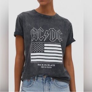 Stradivarius AC/DC Graphic Tee in Gray